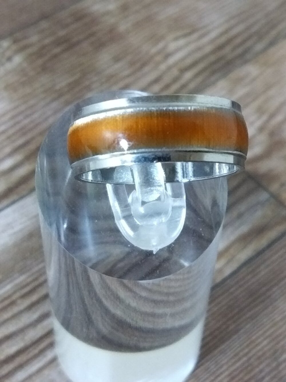 New Size 8, Orange Halo - 8 mm Silver Stainless Steel Band